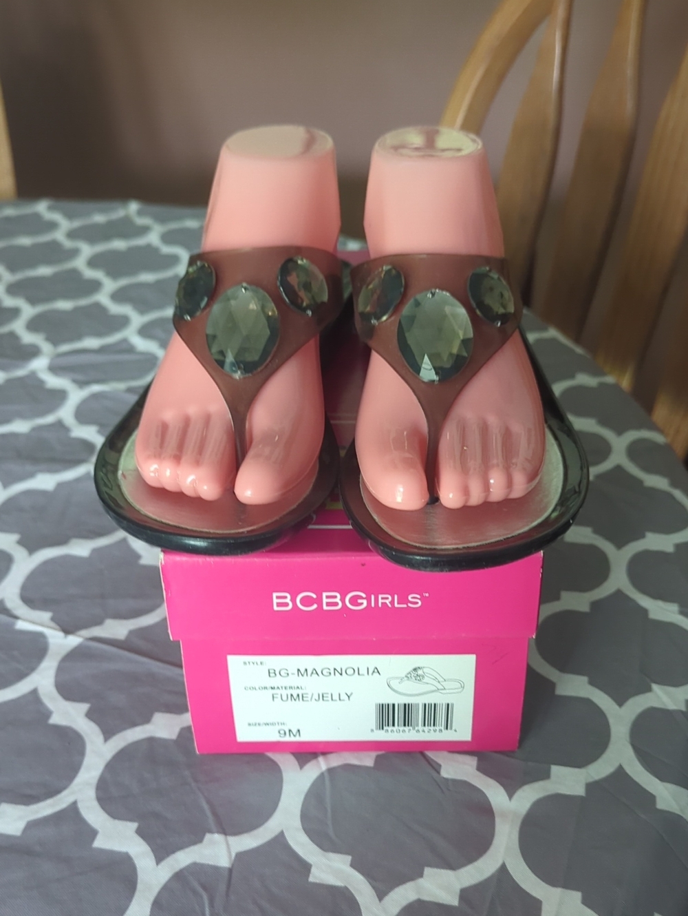 BCBGirls Jelly Sandal with Smoky Gem Accents